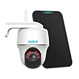 Security Camera Wireless Outdoor, Solar Powered WiFi System, Pan Tilt, 2K Night Vision, 2-Way Talk, Works with Alexa/ Google Assistant/ Cloud for Video Surveillance, REOLINK Argus PT w/ Solar Panel