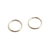 14K Yellow Gold Filled Cartilage Helix Piercing Open Hoop Ring Thin Handmade Earrings Septum Jewelry (9mm 22 gauge | 1 Pair, 14K Gold Filled)