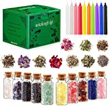 Witchcraft Supplies Wiccan Spells Box – 80 Pack of Crystals Dried Herbs and Colored Magic Candles for Beginners Experienced Witches Pagan Spell-Versatile Tools Gifts Packaging Baby Toy Craft