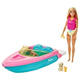 Barbie Doll and Boat Playset with Pet Puppy, Life Vest and Accessories, Fits 3 Dolls & Floats in Water, Gift for 3 to 7 Year Olds