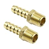 PHITUODA 2pcs 5/16" Hose Barb to 1/4" NPT Male Brass Quick Coupler, Air M Type Fittings Compression Hose Fittings Quick-Connect Fittings