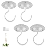 BOLITE Ceiling Hooks, Premium Metal Hangers, Wall Mounted Plant Hooks for Hanging Bird Feeders, Plants, Lanterns, Wind Chimes, Baskets, Indoor and Outdoor Stuff, White, 4 Pack