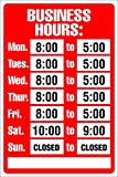 Cosco Sign Kit, Business Hours, 8 x 12 Inches (098071)