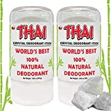 2-PACK Thai Crystal Deodorant Stone Natural Unscented Deo Stick (4.25 Oz) Aluminum Free Salt Deodorant for Women Men & Teens