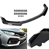 OCPTY 3PCS Glossy Black Car Front Bumper Spoiler Lip fit for 2016-2019 for Honda Civic Hatchback