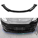 powoq Fit Tesla Model Y Front Lip Front Bumper Lip Spoiler Wing Front Splitter Side Body Kit Trim Protection for 2020 2021 2022 Model Y Accessories (Glossy Black)