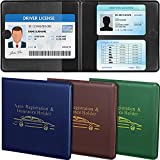4 Pieces Car Registration and Insurance Card Holder Wallet, Auto Document Wallet Holders for Automobile Truck Motorcycle Boat (Brown, Black)
