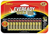 Eveready Gold AAA Batteries, Alkaline Triple A Battery (12 Count) A92BP-12