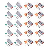 MUYI 10 Kit 4 Pin Way DT Series Connector Gray Receptacle IP67 Waterproof Heavy Duty 14-22 AWG 13 Amps Continuous DT04-4P DT04-4S w/Wedge Lock W4P W4S (10 Kits, 4 Pin)