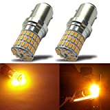 iBrightstar Newest 9-30V Extremely Bright 1157 2057 2357 7528 BAY15D LED Bulbs Replacement for Turn Signal Lights, Amber Yellow