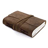 Handmade Leather Journal/Writing Notebook Diary/Bound Daily Notepad For Men & Women Unlined Paper Medium, writing pad gift for artist, sketch (Brown Tan, 7 x 5)
