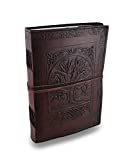 Vintage Large 10 inch Tree of Life Leather Cover Blank Book Spell Book Drawing Sketch Book Christmas Gift for Men & Women
