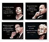 Inspiring of Black History Poster | 4-pack including Martin Luther King posters,Maya Angelou , Malcolm X posters and Rosa Parker art paintings （Frameless）| Class Or Home | Public Power Hero