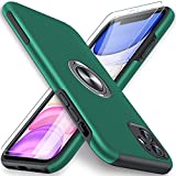 JAME for iPhone 11 Case with [2 Pack] Tempered-Glass Screen Protector, Slim Soft Bumper Case for iPhone 11 Case, with Invisible Ring Holder Kickstand for iPhone 11 Case, Green