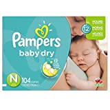 Diapers Newborn / Size 0 (< 10 lb), 104 Count - Pampers Baby Dry Disposable Baby Diapers, Super Pack