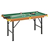 HOMCOM Soozier 55'' Portable Folding Billiards Table Game Pool Table for Kids Adults with Cues, Ball, Rack, Brush, Chalk