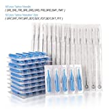 Tattoo Needles & Tips Set, ATOMUS 50pcs Disposable Mixed Tattoo Needles + 50pcs Assorted Sterilized Tattoo Needles Tips, 5pcs of each-3rl 5rl 7rl 9rl 3rs 5rs 7rs 9rs 5m1 7m1 3RT 5RT 7RT 9RT 3DT 5DT