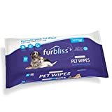 Vetnique Labs Furbliss Hygienic Pet Wipes for Dogs & Cats, Cleansing Grooming & Deodorizing Hypoallergenic Thick Wipes with All Natural Deoplex Deodorizer (Unscented, 100ct Pouch)