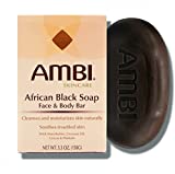 Ambi Skincare Cleansing African Black Soap with Shea Butter with Vitamin E | Cleans and Nourishes Skin | Rinses Clear, 3.5 Ounce