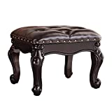 KIVSON Foot Stool Ottoman Foot Rest Microfiber Leather Upholstered Foot Stool for Living Room, Sofa, Entryway, Solid Wood Stool (Dark Brown)
