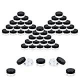 Houseables 3 Gram Jar, 3 ML, Black, 50 Pk, BPA Free, Cosmetic Sample Empty Container, Plastic, Round Pot, Screw Cap Lid, Small Tiny 3g Bottle, for Make Up, Eye Shadow, Nails, Powder, Paint, Jewelry