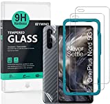 Ibywind Screen Protector for OnePlus Nord [Pack of 2] with Camera Lens Protector,Back Carbon Fiber Skin Protector,Including Easy Install Kit