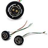 iJDMTOY (2) 1157 2057 2357 7528 Metal Socket/Base w/ Pigtail Wiring Harness Compatible With Turn Signal, Brake/Tail Lights or LED Bulbs Retrofit, etc