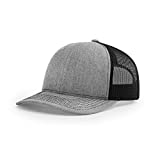 Richardson Unisex 112 Trucker Adjustable Snapback Baseball Cap, Split Heather Grey/Black, One Size Fits Most