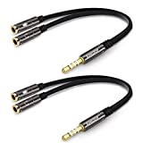 KINGTOP 2 Pack 3.5mm Combo Audio Adapter Cable for PS4,PS5,Xbox One,Tablet,Mobile Phone,PC Gaming Headsets and New Version Laptop