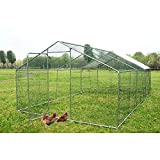 walsport Large Chicken Run Walk Metal Hen Cage with Waterproof Cover, Enclosure Playpen for Backyard Farm Outdoor