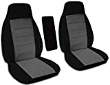 Totally Covers Compatible with 1998-2003 Ford Ranger Two-Tone Truck Bucket Seat Covers w Center Armrest Cover: Black and Charcoal (21 Colors) Regular Cab/XCab w/wo Lumbar/Recliner