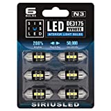 SIR IUS LED N3 DE3175 LED bulbs Pure white Super Bright LED Festoon 300 Lumens 3030 Chipset for Car Truck Interiors Dome Map Door Courtesy Lights 1.25 31MM Festoon Pack of 6 Bulbs