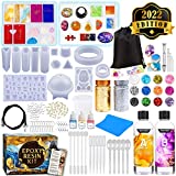 Zoncolor Epoxy Resin Silicone Molds Starter Kit - All in One Office Home Decor Art Clear Craft Jewelry Making Kit with Storage Bag Plastic Spoons Gold Foil Flakes Keychain Necklace Supplies Beginners