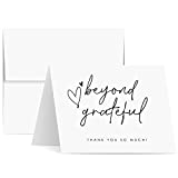 Beyond Grateful Thank You So Very Much Cards, Elegant Fold Over Greetings for Wedding, Christmas, Valentines Day, Bridal Shower, Anniversary – Blank White Interior | 4.25 x 5.5” | Bulk 25 per Pack