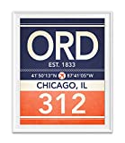 Chicago Illinois ORD 312 Vintage Airport Area Code Map Coordinates Subway Art Print, Unframed, Customized Colors, Home Decor Poster, All Sizes