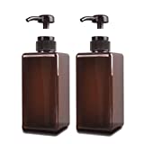22oz / 650ml Empty Plastic Pump Bottles, Refillable Lotion Soap Dispenser Liquid Container for Kitchen or Bathroom Soaps Shampoo and Body Wash, 2 Pack Amber