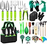 84 Pieces Garden Tools Set, Heavy Duty Gardening Tools with Non-Slip Rubber Handle, Durable Storage Tote Bag, Pruning Shears, Knee Pads, Plant Labels, Succulent Tools for Women