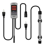 hygger Saltwater Tank Titanium Tube Submersible Pinpoint Aquarium Heater with Digital Thermostat, IC Temp Controller 200 Watt