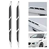 Qiilu 2pcs Universal Hood Vent Air Flow Intake Chrome Grille Side Scoop Hood Cover Car Exterior Hood Side Door Decorative Cover Trim Sticker