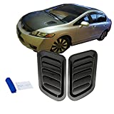 Tiousmoky Hood Scoop Widen Car Hood Vent 2 Pcs Universal Air Intake Grille Inlet Trim Decor Cover ABS Air Vent Car Accessory (Black)