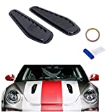 Tiousmoky Hood Scoop Car Hood Vent 2 Pcs Universal Air Intake Grille Inlet Trim Decor Cover ABS Air Vent Car Accessory (Black)