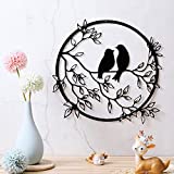 Metal Wall Art Bird on Tree Branch Metal Bird Wall Silhouette Bird Wall Art Decor for Living Room Garden Bedroom Office Home Wall Housewarming Party Decor