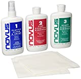 NOVUS-PK1-8 | Plastic Clean & Shine #1, Fine Scratch Remover #2, Heavy Scratch Remover #3 and Polish Mates Pack | 8 Ounce Bottles