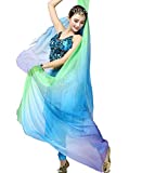 ZLTdream Women's Belly Dance Gradual Colorful Chiffon Scarf Veil 2.21.2M