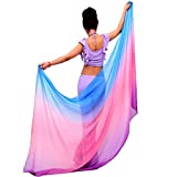 ROPALIA Womens Chiffon Belly Dance Shawl Veil Scarf Lightweight Scarf Perfect for Dancing Gradient Color 87"47"