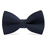 Classic Pre-Tied Bow Tie for Children & Adults Solid Color Adjustable Bowtie（Dark Navy blue）