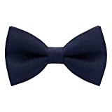Men's Classic Pre-Tied Bow Tie Formal Solid Tuxedo, by Bow Tie House (Large, Navy Blue)