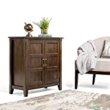SIMPLIHOME Burlington SOLID WOOD 30 inch Wide Traditional Low Storage Cabinet in Mahogany Brown, with 2 Doors, 2 Adjustable Shelves