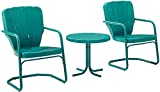 Crosley Furniture KO10012TU Ridgeland Retro Metal 3-Piece Seating Set with 2 Chairs and Side Table, Turquoise