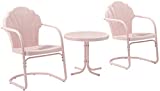 Crosley Furniture KO10011PI Tulip Retro Metal 3-Piece Seating Set (2 Chairs and Side Table), Pink